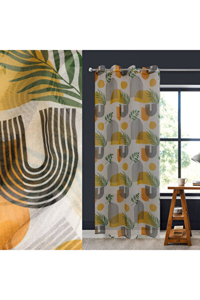 Zumzeria Perdea decorativă boho curcubeu ecru cu inele 140x260cm