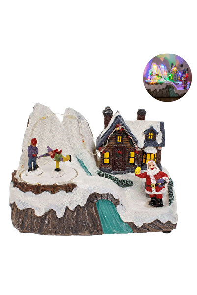 Zumzeria Scenă de Crăciun Patinoar cu Figurine, Muzică și Lumini, cu Mișcare ...