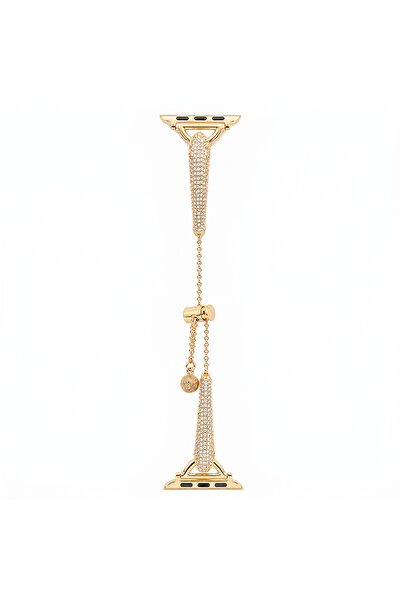 Casen Watch Saat 42mm Açık Gold Jaguar Tasarımlı Şık Gold Taşlı Kordon