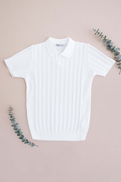 Fulla Moda Patterned Apaş Collar Boys' Knitwear T-Shirt