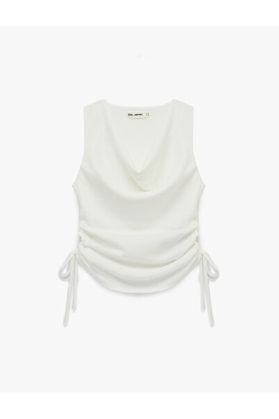 Koton Slim Fit Sleeveless Gathered Collar Blouse with Wrinkle Tie Detail