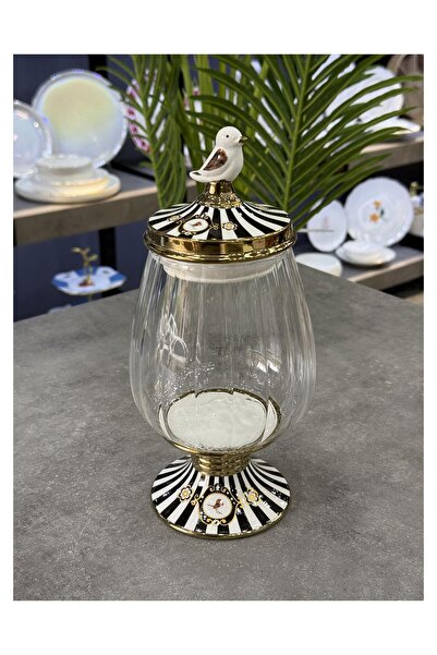 Doğudeko Love bird black 1200 ml porcelain glass jar