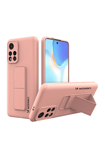 WOZINSKY Husă din silicon cu suport pentru Xiaomi Poco M4 Pro 5G, roz