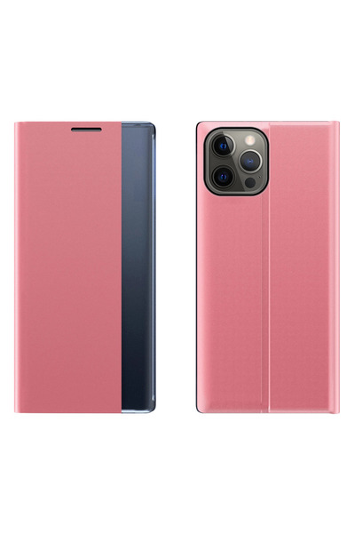 Hurtel Husă tip carte cu fereastră inteligentă pentru iPhone 13 Pro, roz