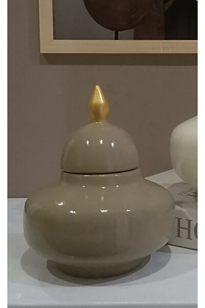 VERA HOME DECOR Ceramic Hand-Painted Decorative Beige Cube