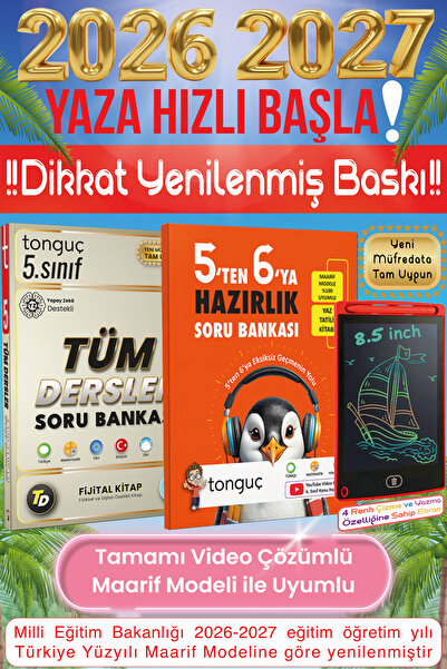 Tonguç Yayınları 5'ten 6'ya Hazırlık Yaz Tatili Kitabı & 5. Sınıf Tüm Dersler...