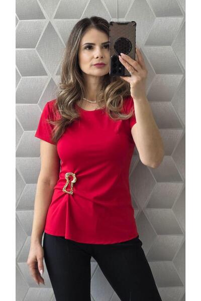 MAXORA SHOP Тениска от ликра с подвижна брошка и еластична кройка