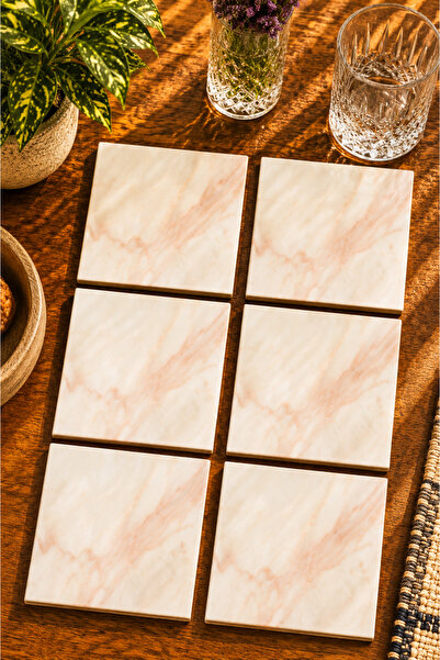 JHAAR Marble Look Modern Design Set of 6 Coasters - Uv Printed Mdf - 10X10 cm