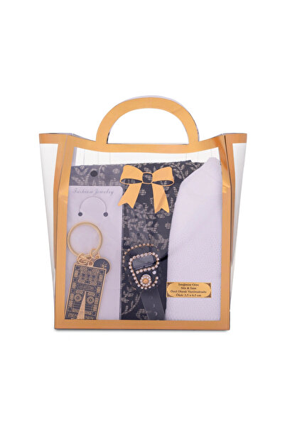 Hayrat Neşriyat Takke + Zikirmatik + Keychain + Prayer Rug Gift Set (Black)