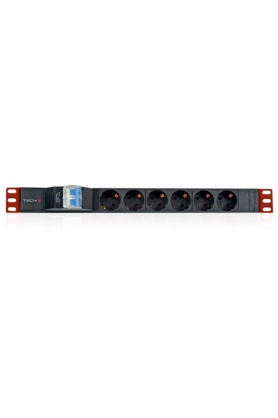 Techly 100471 Prelungitor PDU pentru rack 19 " 1U, 6x Schuko, 250V/16A, cablu 3m