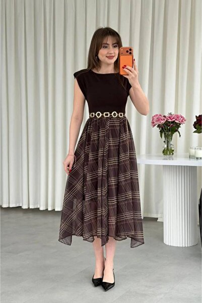 Paraf style Patterned Chiffon Midi Dress