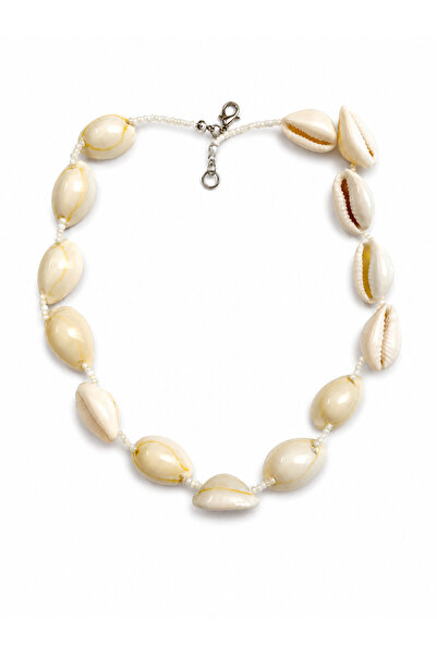 ZipZap White Women's Necklace with Sea Shell Detail