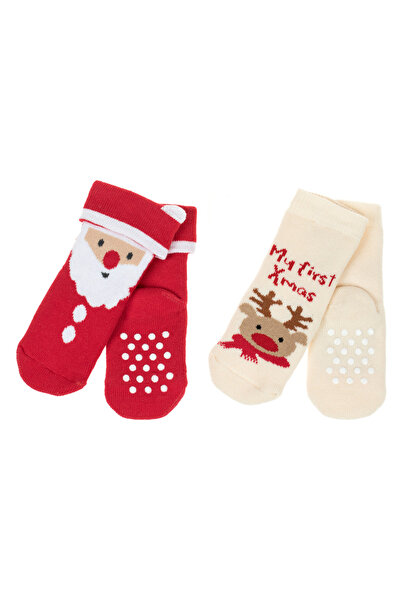 Zumzeria Santa Claus and Deer Anti-slip Socks for Babies 0-6 Months - 2 pairs