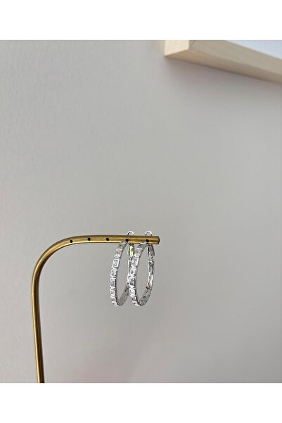 XUPING JEWELRY Special Series Baguette Stone Xp Silver Hoop Earrings