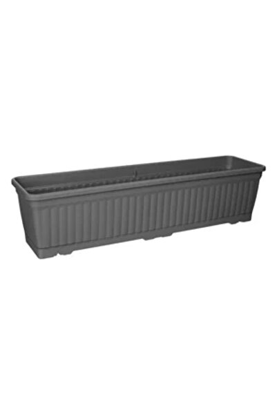 Zumzeria Jardinieră din plastic antracit cu tavă integrată 71x18.5x17cm - 15L