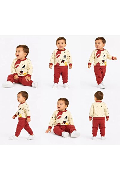 ALVERA COLLECTION طقم أطفال مطبوع عليه شكل مكوك فضائي لعمر 6/24 شهرًا