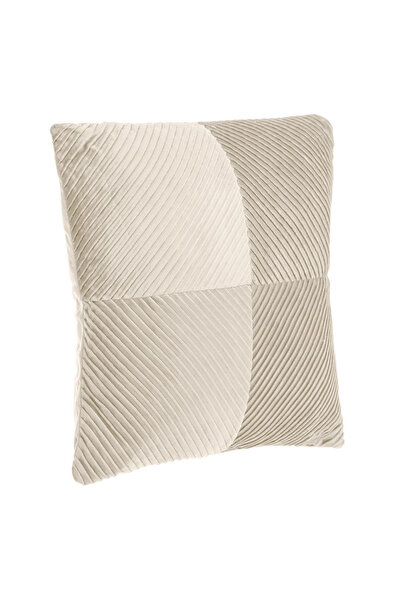 OEM Ecru Velvet Decorative Winter Cushion with Relief Stripes 45x45cm