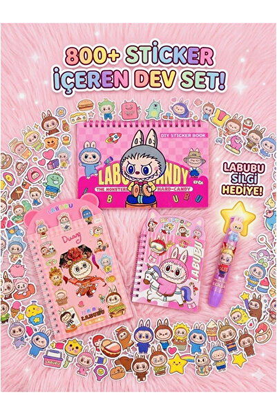ÖZ OFİS Labubu Kawai Özel Sticker Seti - Şeffaf & Opak Sticker Seti 3'lü Set ...
