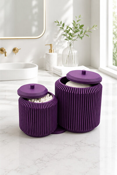 Arvella Studio Bathroom Organizer Set with Cover |   Cotton & Ear Swab Storag...