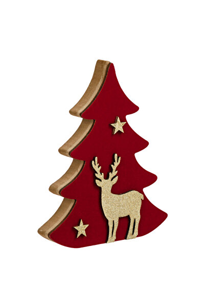 Zumzeria Brad de Crăciun decorativ cu catifea, cerb și steluțe cu sclipici 15cm
