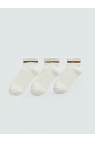 LC Waikiki Rmz Gi̇yi̇m Farkiyla Striped Women's Booties Socks 3-Piece Set