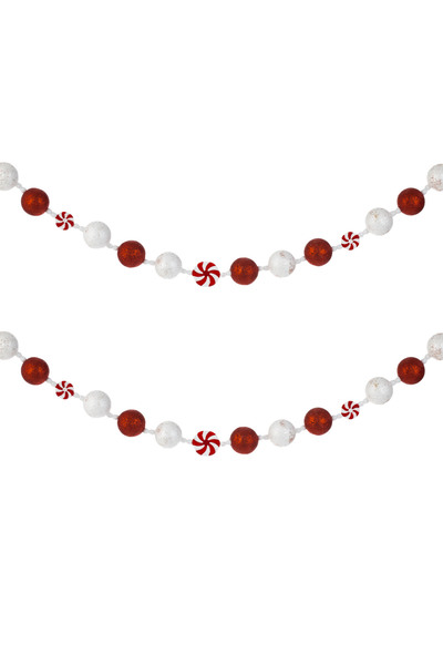 Zumzeria Christmas Decorative Garland with Red & White Candy Foam Balls 1m