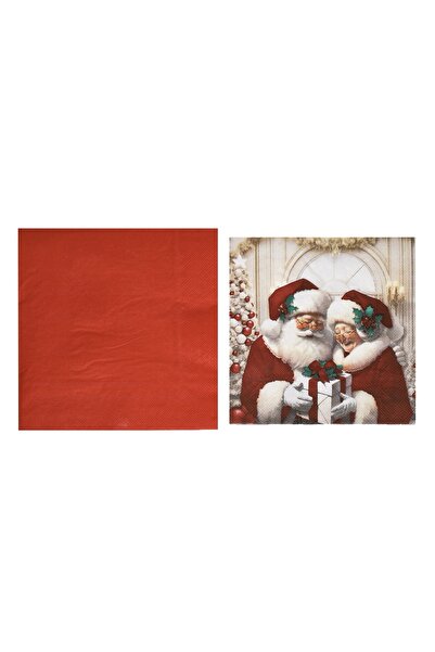 Zumzeria Table Napkins with 2 Layers & Santa Claus & Red Design 33x33cm & 40x...