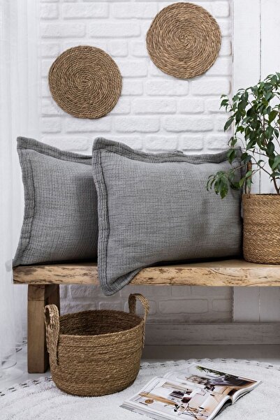 Layan Home غطاء وسادة مزدوج الجوانب مملوء بـ 7 طبقات من قطن الموسلين بنسبة 100%