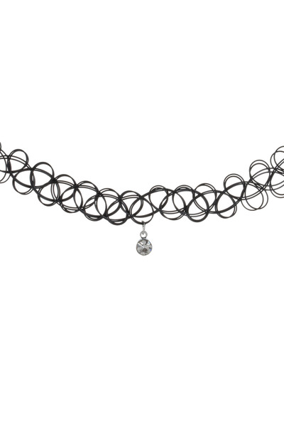 Zumzeria Colier choker negru cu strasuri argintii pentru Crăciun