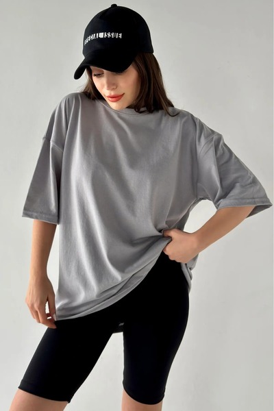 OWNME Tricou negru pentru femei Lisa, 100% bumbac organic, cu textură groasă,...