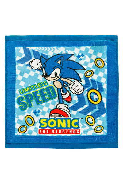 Zumzeria Prosop Sonic albastru din bumbac pentru copii 30x30cm