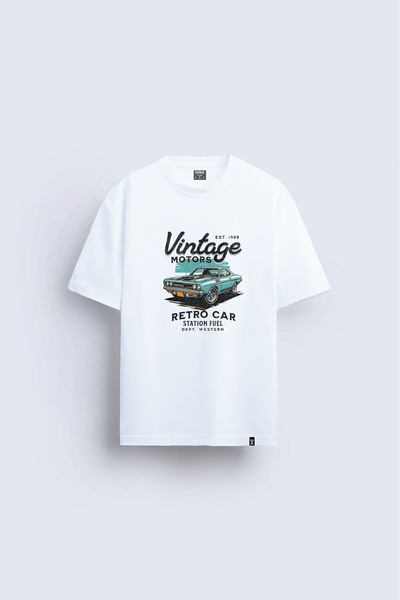 AYDESİGN Vintage Pinterest Printed Crew Neck White T-Shirt T-Shirt