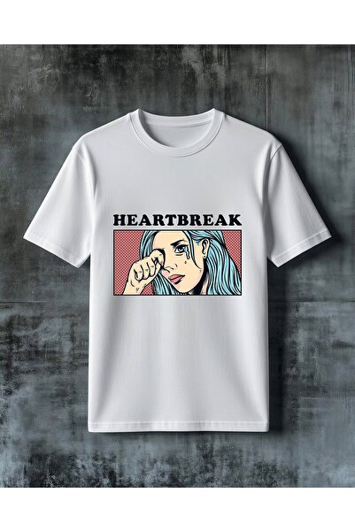 COMVİCHO Heartbreak Kadin Yas Printed Oversize T-Shirt