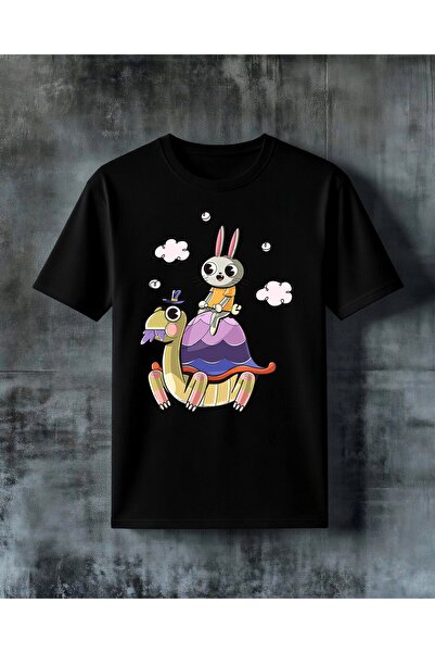 COMVİCHO Tavsan Kaplumbaga Children's Printed Oversize T-Shirt