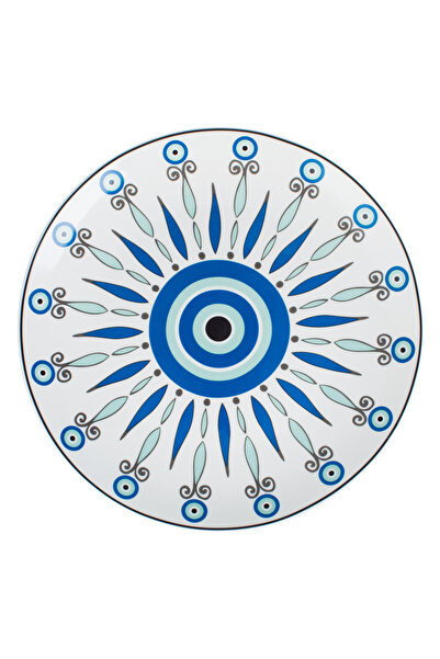 NO BRAND White Porcelain Tribal Eye Plate Ø27cm