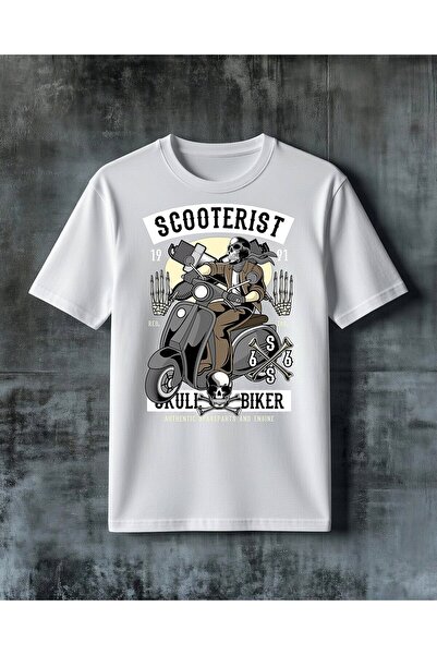 COMVİCHO Scooterlist Krull Biker Printed Oversize T-Shirt