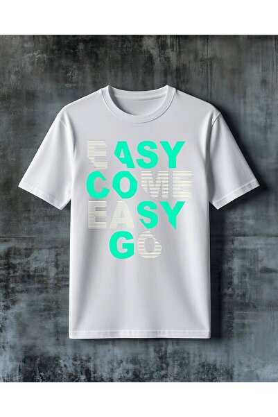 COMVİCHO تي شيرت كبير الحجم مطبوع عليه easy coffee