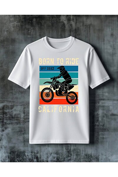 COMVİCHO تي شيرت مطبوع عليه عبارة "born to ride offroad" كبير الحجم