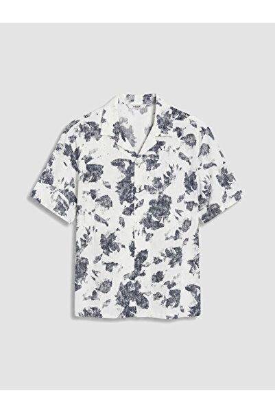 LC Waikiki Rmz Gi̇yi̇m Farkiyla Standard Fit Embroidered Krinkle Men's Shirt