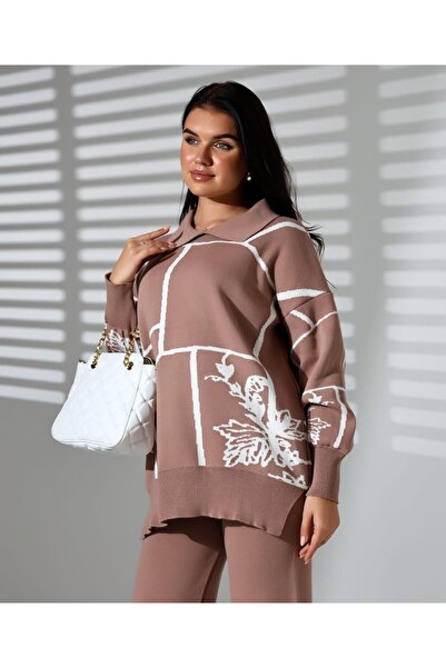 Intisimo Women's Knit Two-Piece Set, Collar, Powder Pink