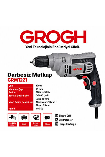 Kablolu Darbesiz Matkap 500W Delme Vidalama Matkap(GRM1221)(500W)