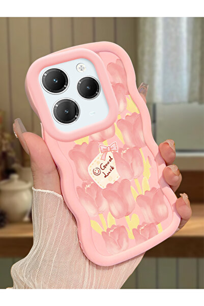 ucuc Infinix Hot 40/40 Pro Uyumlu Pembe Silikon Kılıf Kamera Korumalı Darbe E...