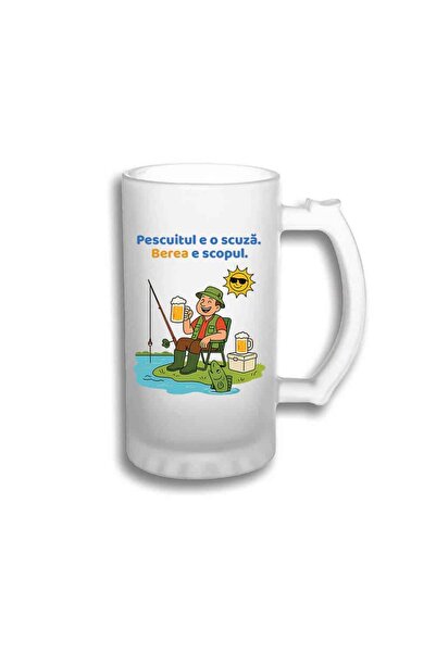 peGiftuiala Halbă personalizată 500 ml – „Pescuitul este o scuză. Berea e sco...