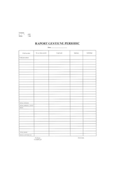 OEM Raport de gestiune periodic, A4, hartie offset 60 gr/mp, 1 exemplar, 100 ...
