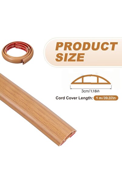 choice2 2m Yellow oak 1pc 39.37/78.74in Floor Cord Cover Self-adhesive Car Do...