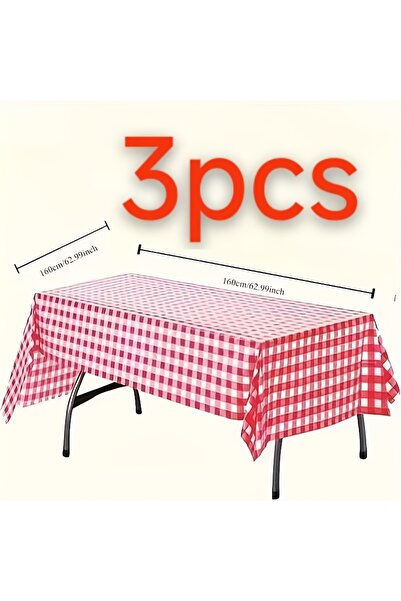 Choice1 160*160cm 3Pcs 1/3/5Pcs Red and White Checkered Tablecloth - Perfect ...