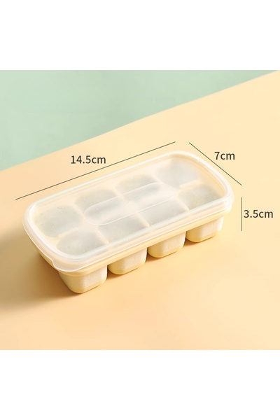 Choice Yellow 8 Cavity Square Ice Cube Trays Reusable Silicone Ice Cube Mold ...