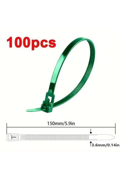 Choice3 100pcs Green 100PCS Reusable Self-Locking Nylon Cord Ties SecureFaste...