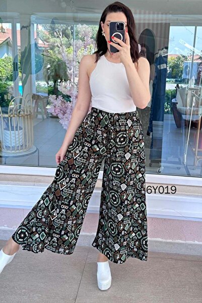 İnce Topuk Pocketed Casual Viscose Pants 6Y019