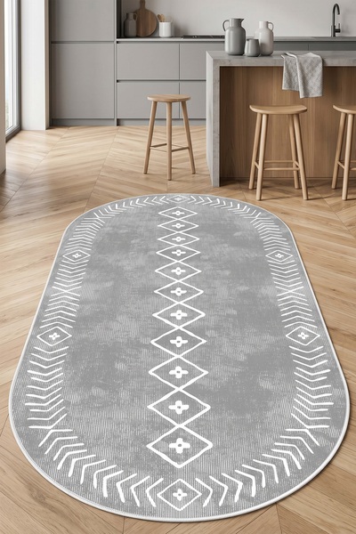 West Home İskadinav Yıkanabilir Kaymaz Taban Leke Tutmaz Gri Dijital Salon Ha...